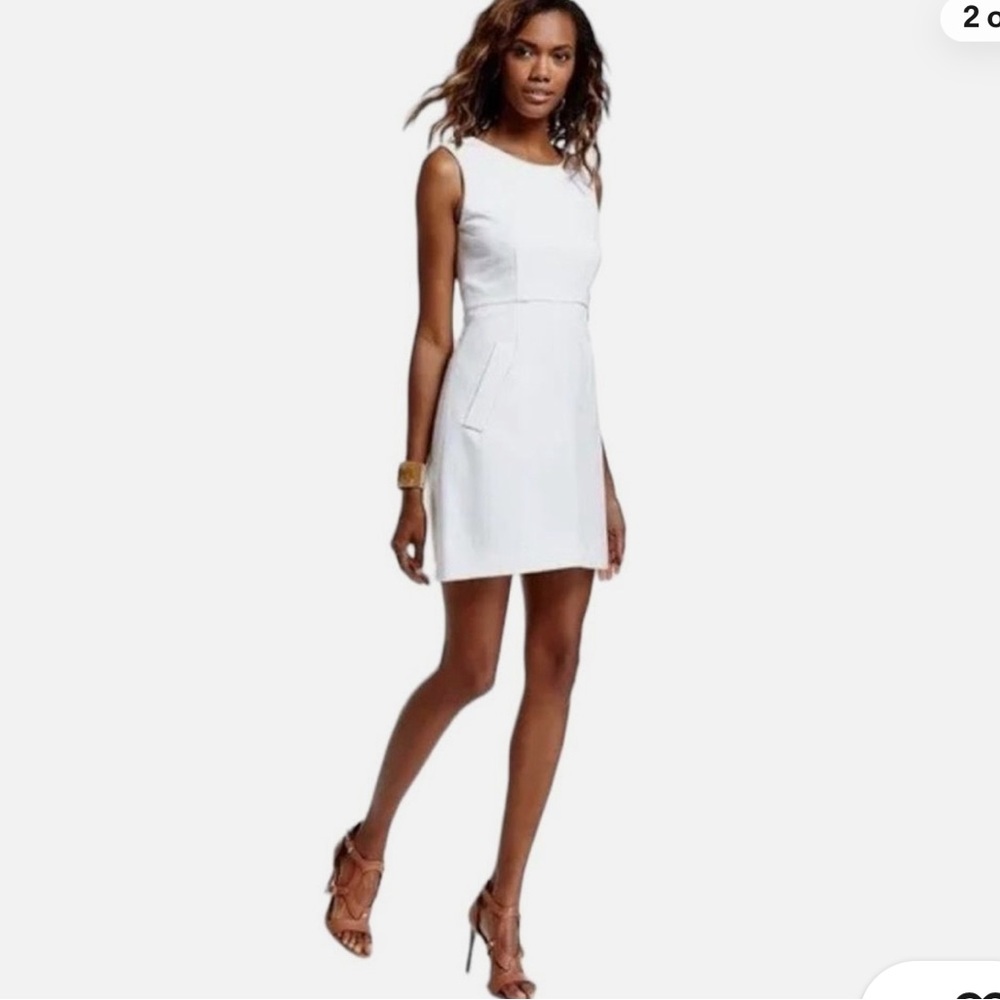 Diane von Furstenberg Carpreena Mini A-Line, White Dress with Pockets, Size 10